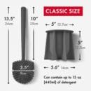 Toilet Brush Set Made of 100% Silicone (Gray)