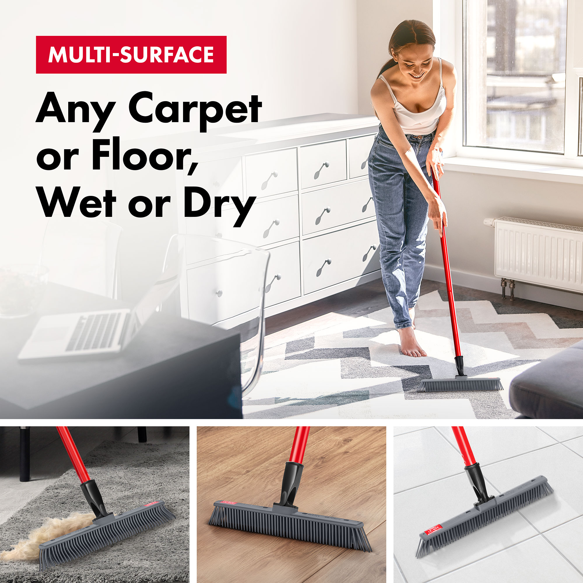 Japanese Rubber Broom for Effortless Sweeping
